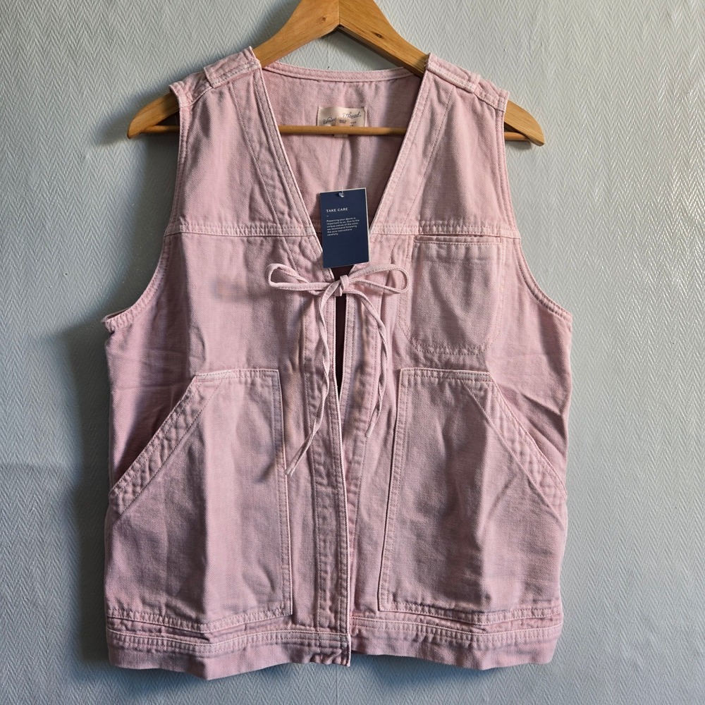 Universal Thread Canvas Utility Tie Front Vest Pink Gorpcore Cottagecore Small